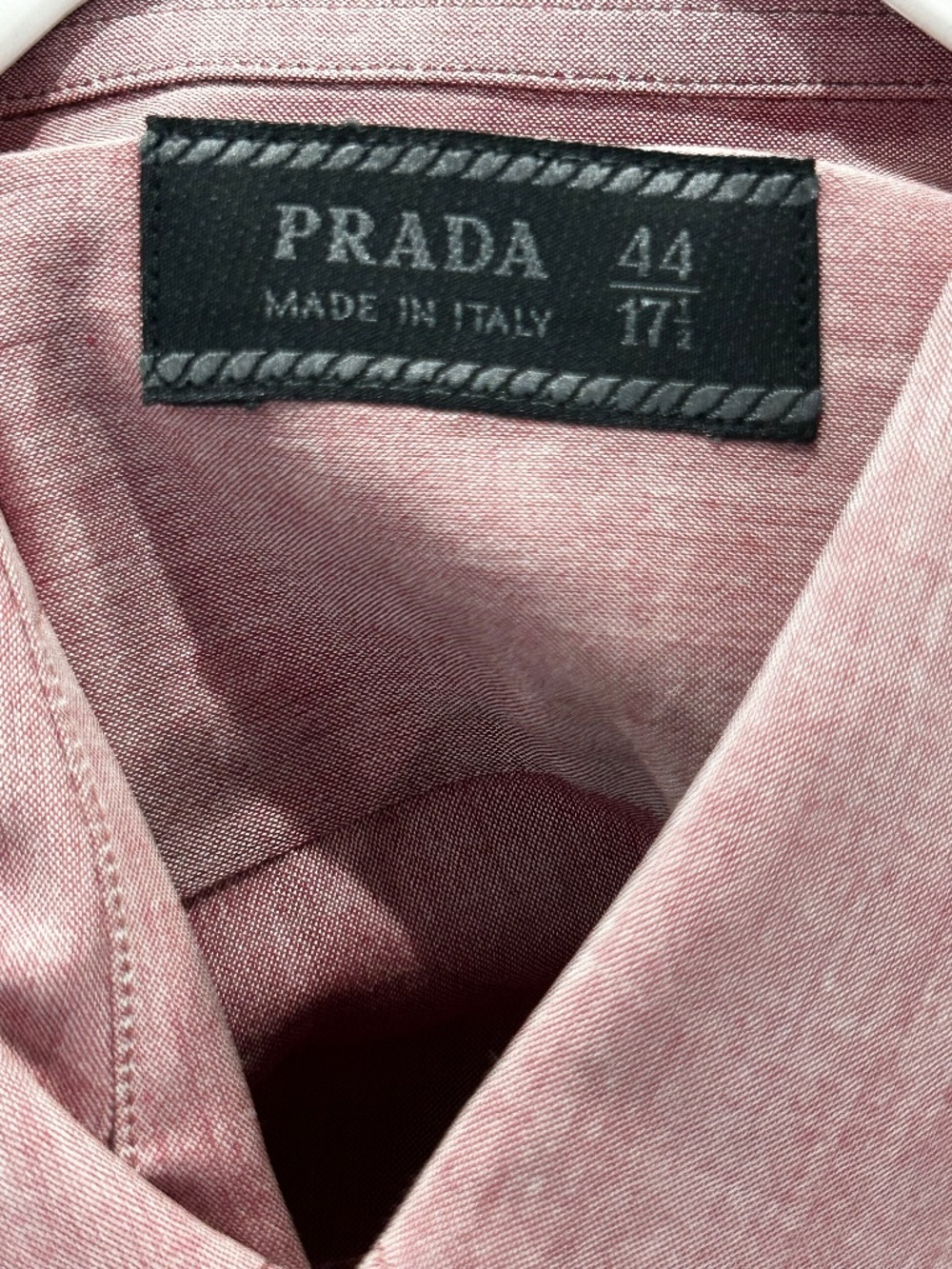 *EUC* Prada Men's Solid Long Sleeve Woven Cotton Point Collar Shirt 44-17 1/2